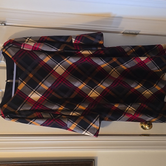JH BRAND WOMEN'S RED & BLACK PLAID LONG SLEEVES DRESS SIZE XL - Picture 1 of 16